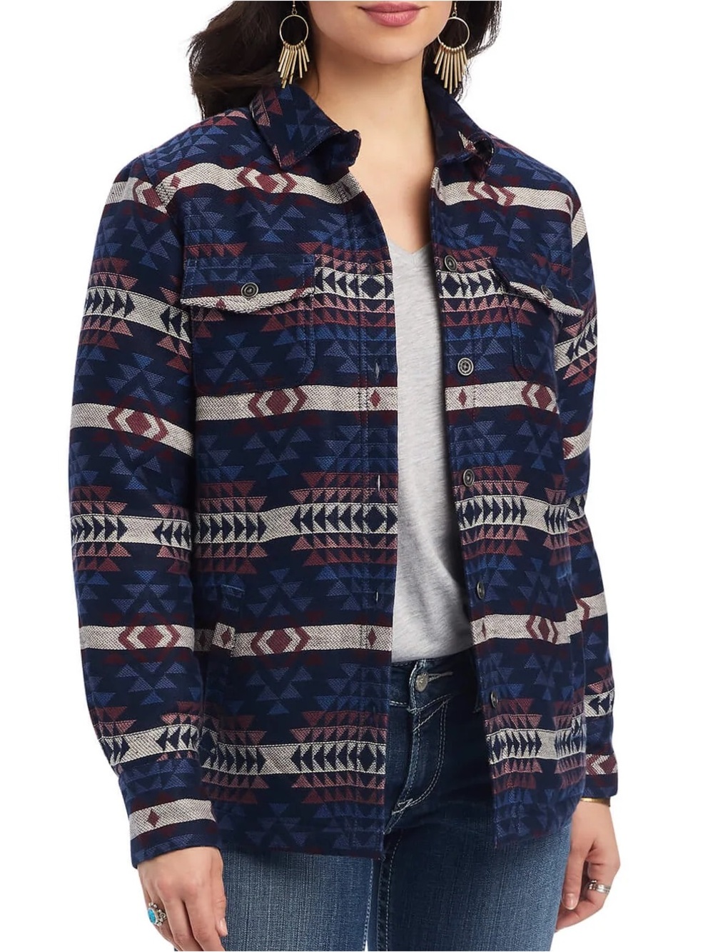 Ariat Womens Shacket Shirt Jacket Aztec Tapestry Woven XL Western NWOT